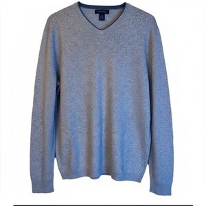 Banana Republic Mens Large Silk Cashmere V Neck Sweater Gray